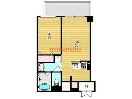 山崎マンション16高槻芥川(1LDK/4階)の間取り写真