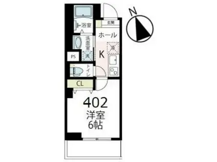 エーアール横浜(1K/4階)の間取り写真