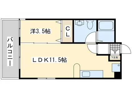 ウイングコア高須(1LDK/2階)の間取り写真
