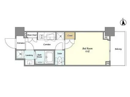 オアーゼ新宿市谷薬王寺(1K/1階)の間取り写真