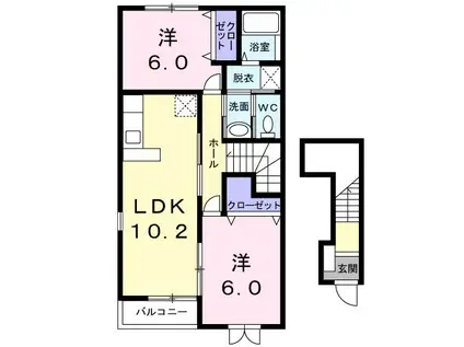 ラフレシール・アンジュA(2LDK/2階)の間取り写真