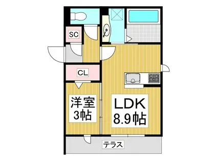 GRAND D-ROOM 吉田(1LDK/1階)の間取り写真