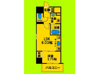 フォーチュニー江坂1(1LDK/2階)の間取り写真