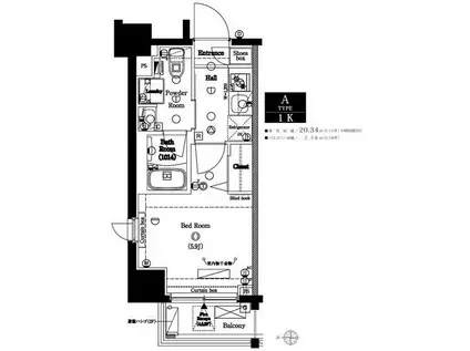 AXAS旗の台(1K/8階)の間取り写真