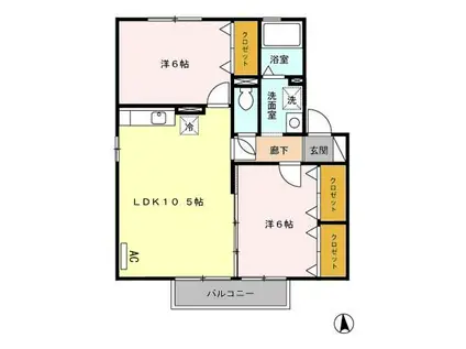 フローラルビレッジ VI(2LDK/2階)の間取り写真