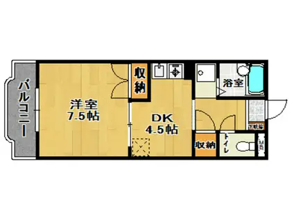 メゾンドアルファI(1DK/2階)の間取り写真