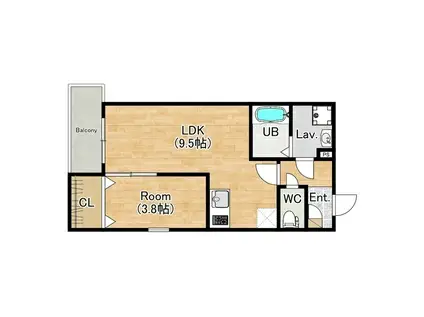 ジーメゾン高石羽衣(1LDK/1階)の間取り写真