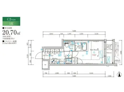 MIND MUSASHI-NAKAHARA(1K/1階)の間取り写真