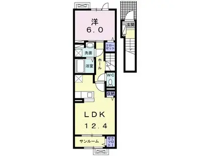 ルピナス I(1LDK/2階)の間取り写真