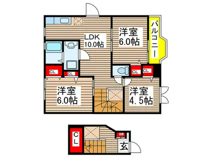 ルミエールB(3LDK/2階)の間取り写真