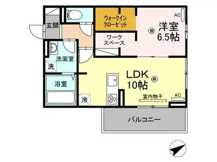 アップス安東D-III(1LDK/3階)の間取り写真