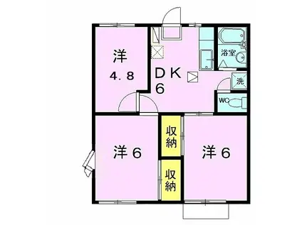 ベルゾーネ清水II(3DK/1階)の間取り写真