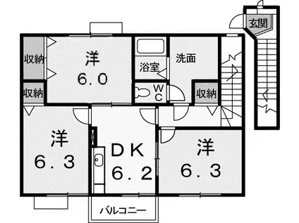 G・サクシードI(3DK/2階)の間取り写真