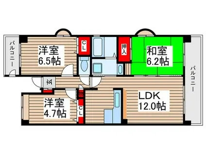 ソルティブラン鶴瀬(3LDK/4階)の間取り写真