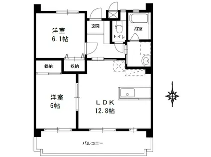 アリエスこころ(2LDK/3階)の間取り写真