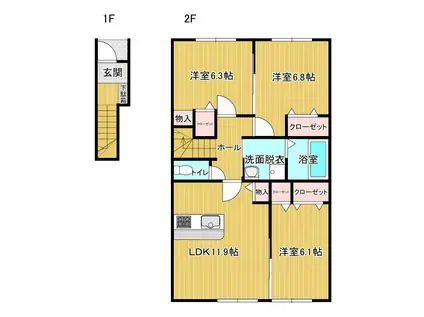 DIA MOOR III(3LDK/2階)の間取り写真