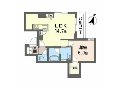 BALLOONFLOWER イースト(1LDK/2階)の間取り写真