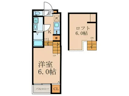 K′Sテラス(1K/1階)の間取り写真