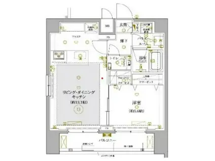 レアライズ蒲田II(1LDK/6階)の間取り写真