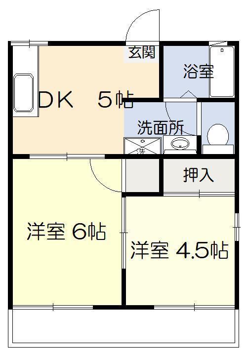 リブレ恒久 A棟(2DK/1階)の間取り写真