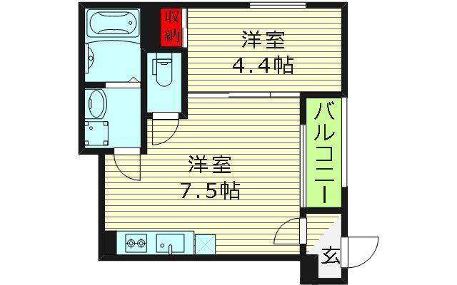 GARDENMAISON内代(1DK/2階)の間取り写真