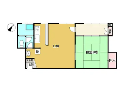 伊東マンション第壱別館(1LDK/8階)の間取り写真