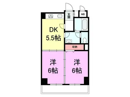 マエストーゾ・フィガー(2DK/2階)の間取り写真