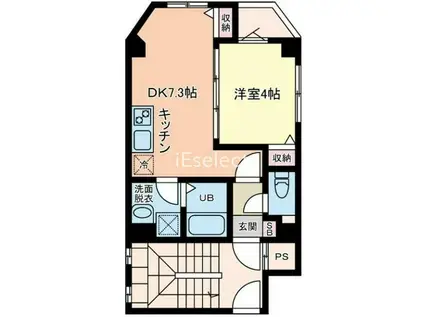 オーシャンズレジデンス勝田台(1DK/3階)の間取り写真