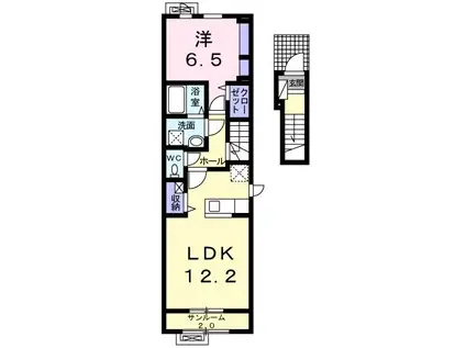 ソレアード II(1LDK/2階)の間取り写真