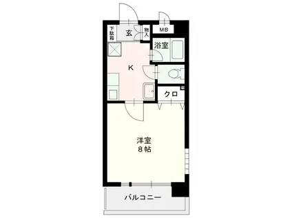 プルメリア唐原(1K/2階)の間取り写真