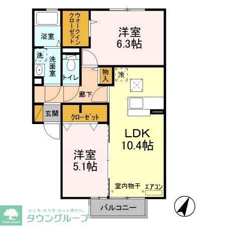 シャルムガーデンI(2LDK/1階)の間取り写真