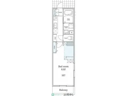 ベル・ブライト(1K/1階)の間取り写真