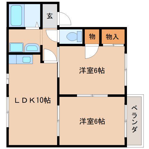 グリーンコーポ(2LDK/2階)の間取り写真