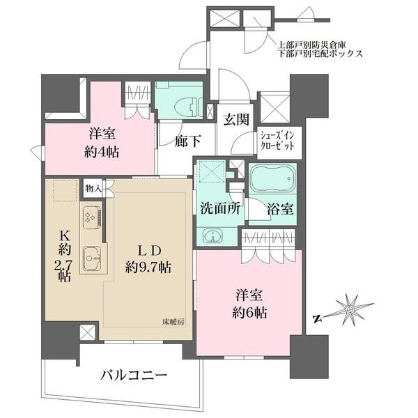 ザ・パークハウス品川荏原中延(2LDK/8階)の間取り写真