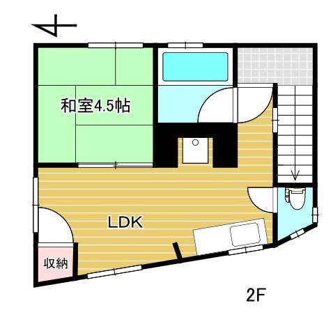 京町ハウス(1LDK/2階)の間取り写真