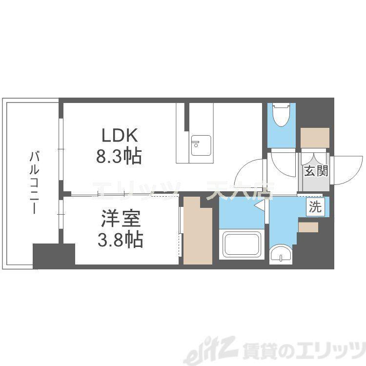 エスリードレジデンス梅田グランゲート(1LDK/7階)の間取り写真