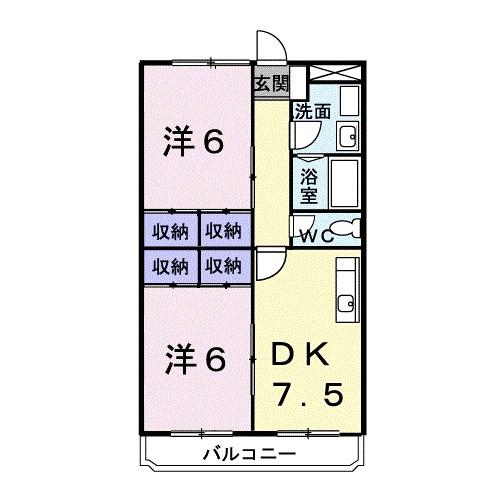 エクセルステージ8(2DK/1階)の間取り写真