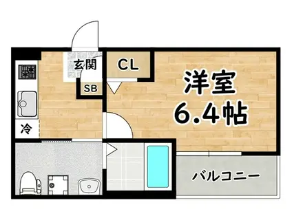 フルール(1K/1階)の間取り写真