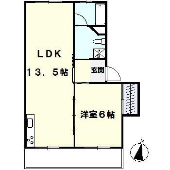 千草台団地5号棟(1LDK/5階)の間取り写真