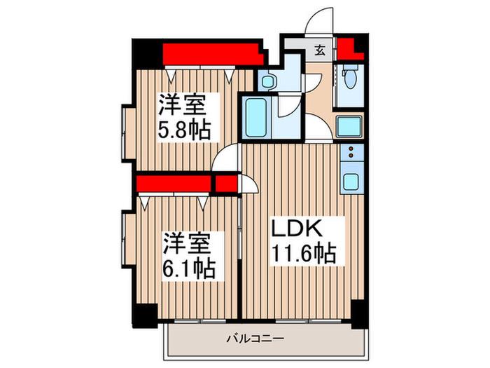 EXCELLENT WAKO(2LDK/12階)の間取り写真