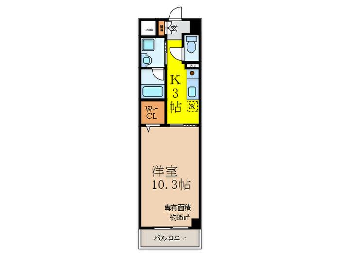 ニューサンライズ南春日丘(1K/2階)の間取り写真