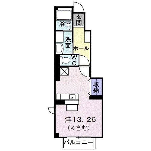フローラルハイツIII(ワンルーム/1階)の間取り写真