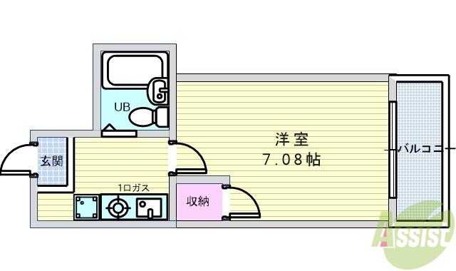 シャトレーツカサ(1K/2階)の間取り写真
