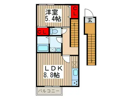プランティーニIII(1LDK/2階)の間取り写真