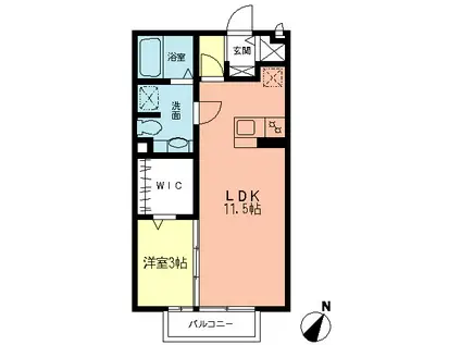 マルベリー(1LDK/2階)の間取り写真