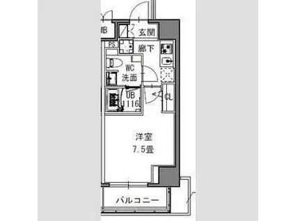 S-RESIDENCE 新御徒町 ウエスト(1K/2階)の間取り写真