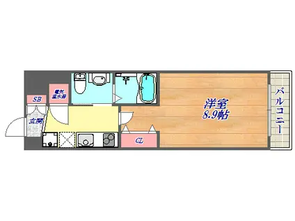 JR東海道本線 六甲道駅 徒歩5分 8階建 築20年(1K/7階)の間取り写真