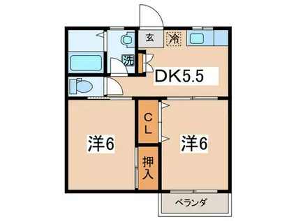 グランドールM(2DK/2階)の間取り写真