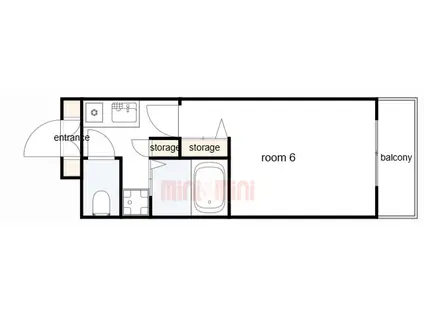 バッハレジデンス神戸ウエスト(1K/7階)の間取り写真