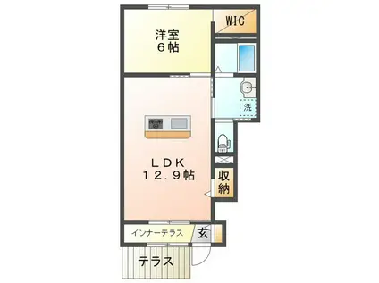 レーベンハイム(1LDK/1階)の間取り写真